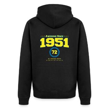 Awesome 1951 Shirt für Männer Frauen 72 Jahre alt 72. - Unisex Premium Bio Zip Hoodie - Schwarz - Hinten - Nico (187cm)
