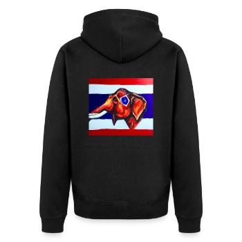 elefant thaiflagge - Unisex Premium Bio Zip Hoodie - Schwarz - Hinten - Nico (187cm)