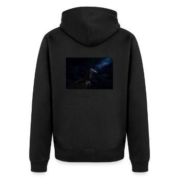 Geier - Unisex Premium Bio Zip Hoodie - Schwarz - Hinten - Nico (187cm)