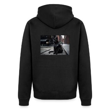 Cat Black4 - Unisex Premium Organic Zip Hoodie - black - Back - Nico (187cm)