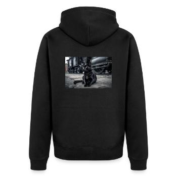 Cat Black 6 - Unisex Premium Organic Zip Hoodie - black - Back - Nico (187cm)