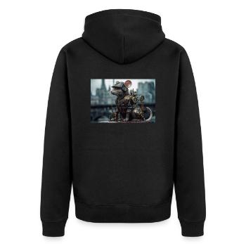 Ratte3 - Unisex Premium Bio Zip Hoodie - Schwarz - Hinten - Nico (187cm)