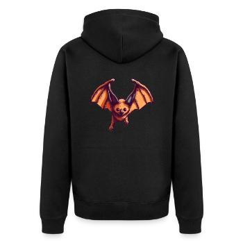 8 Bit Flughund in retro und vintage Pixelart - Unisex Premium Bio Zip Hoodie - Schwarz - Hinten - Nico (187cm)
