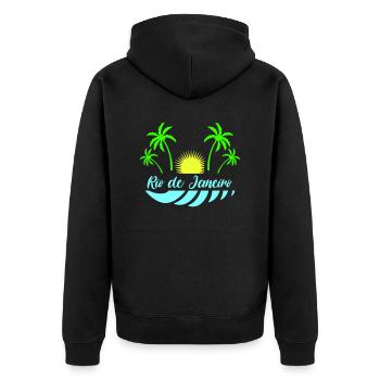 rio de janeiro - Unisex Premium Bio Zip Hoodie - Schwarz - Hinten - Nico (187cm)