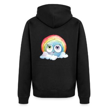 Rainbow Watercolor Drawing - Unisex Premium Organic Zip Hoodie - black - Back - Nico (187cm)