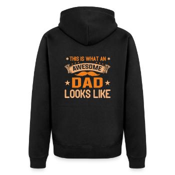 This Is What An Awesome Dad Looks Like Father'S Da - Unisex Premium Organic Zip Hoodie - black - Back - Nico (187cm)