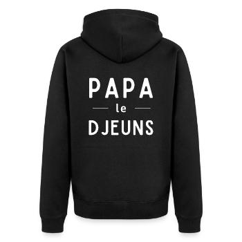 Papa - le - Djeuns Humour pour fête des pères - Veste à capuche bio Premium Unisexe - noir - Dos - Nico (187cm)