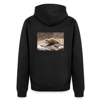 Afrikanisches Ziesel Borstenhörnchen Xerus - Unisex Premium Bio Zip Hoodie - Schwarz - Hinten - Nico (187cm)