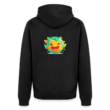 Fröhliche Erde lacht Umwelt Grün Klima - Unisex Premium Bio Zip Hoodie - Schwarz - Hinten - Nico (187cm)