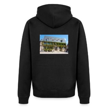 Rathaus Quedlinburg Sachsen-Anhalt - Unisex Premium Bio Zip Hoodie - Schwarz - Hinten - Nico (187cm)