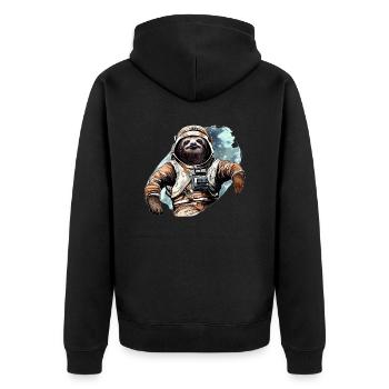 Space Sloth Vintage Drawing - Unisex Premium Organic Zip Hoodie - black - Back - Nico (187cm)