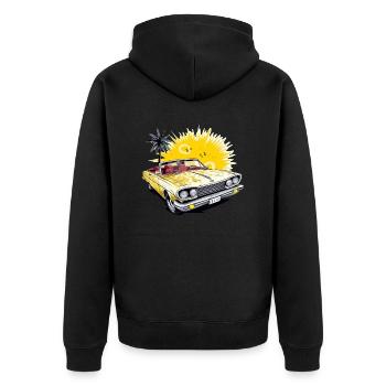 Amerikanisches Cabriolet - Unisex Premium Bio Zip Hoodie - Schwarz - Hinten - Nico (187cm)