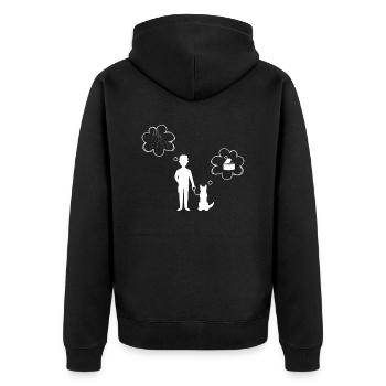Dosenöffner 2 - Unisex Premium Bio Zip Hoodie - Schwarz - Hinten - Nico (187cm)