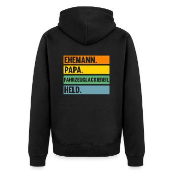 Lackierer Papa Vater Autolackierer Fahrzeuglackier - Unisex Premium Bio Zip Hoodie - Schwarz - Hinten - Nico (187cm)