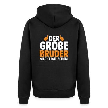 Der Großer Bruder Macht Das Schon - Unisex Premium Bio Zip Hoodie - Schwarz - Hinten - Nico (187cm)