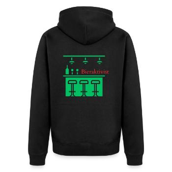 Bieraktivist! Party, Mallorca, Karneval, JGA! - Unisex Premium Bio Zip Hoodie - Schwarz - Hinten - Nico (187cm)