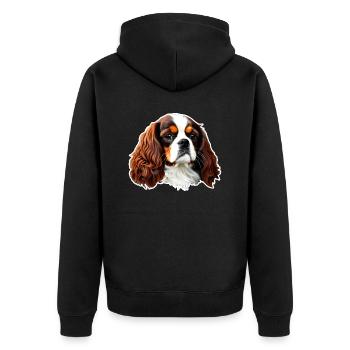Cavalier King Charles Spaniel - Unisex Premium Bio Zip Hoodie - Schwarz - Hinten - Nico (187cm)
