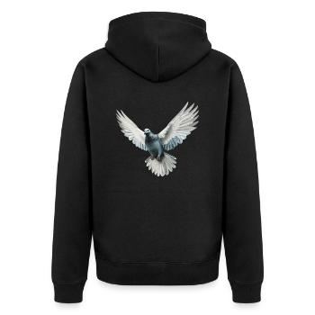 Friedenstaube - Unisex Premium Bio Zip Hoodie - Schwarz - Hinten - Nico (187cm)
