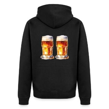 Beer 2 - Unisex Premium Organic Zip Hoodie - black - Back - Nico (187cm)