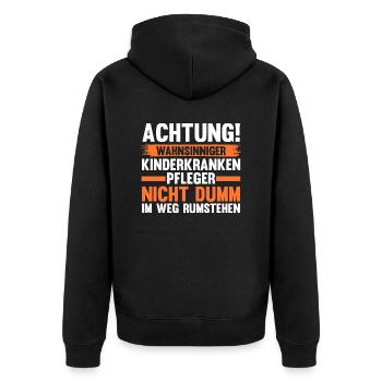 Pfleger Pflegekraft Kinderkrankenpfleger - Unisex Premium Bio Zip Hoodie - Schwarz - Hinten - Nico (187cm)
