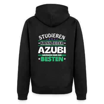 Studieren kann jeder Azubi sind die Besten - Unisex Premium Bio Zip Hoodie - Schwarz - Hinten - Nico (187cm)