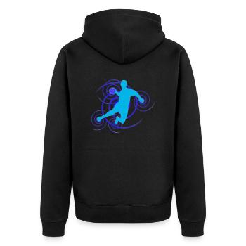 Handball-Design (Wirbel) 07 - Unisex Premium Bio Zip Hoodie - Schwarz - Hinten - Nico (187cm)