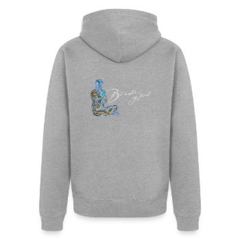 Be Water my Friend Budhismus Bruce Lee - Unisex Premium Organic Zip Hoodie - heather grey - Back - Nico (187cm)
