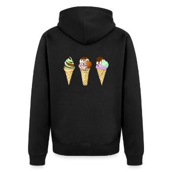 Eis - Unisex Premium Bio Zip Hoodie - Schwarz - Hinten - Nico (187cm)