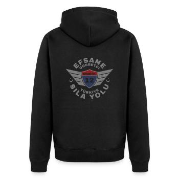 Bing oil - Unisex Premium Organic Zip Hoodie - black - Back - Nico (187cm)