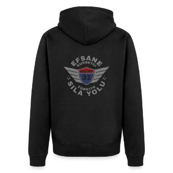 Hatay - Unisex Premium Bio Zip Hoodie - Schwarz - Hinten - Nico (187cm)