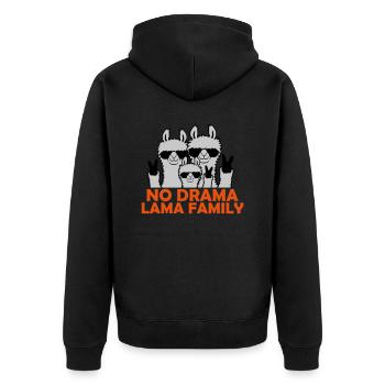 No drama Llama family - Unisex Premium Organic Zip Hoodie - black - Back - Nico (187cm)