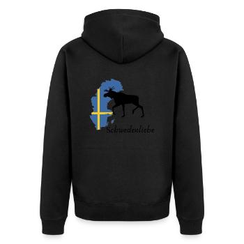 Schwedenliebe Elch - Unisex Premium Bio Zip Hoodie - Schwarz - Hinten - Nico (187cm)