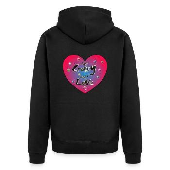I am crasy - Unisex Premium Organic Zip Hoodie - black - Back - Nico (187cm)
