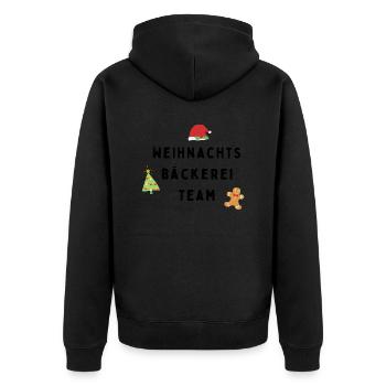 Weihnachtsbäckerei Team - Unisex Premium Bio Zip Hoodie - Schwarz - Hinten - Nico (187cm)