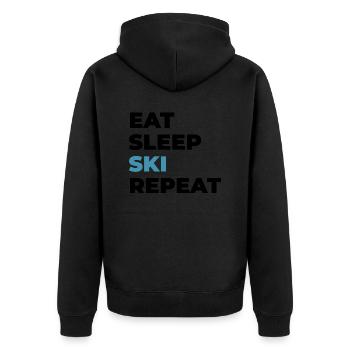 Eat Sleep Ski Repeat - Unisex Premium Organic Zip Hoodie - black - Back - Nico (187cm)