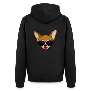Chihuahua Chiwawa mit Sonnenbrille Lustiger Hund - Unisex Premium Bio Zip Hoodie - Schwarz - Hinten - Nico (187cm)