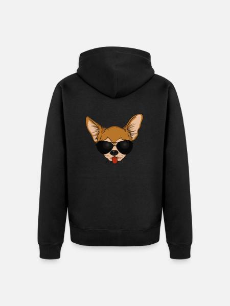 Chihuahua Chiwawa med solbriller Sjov hund - Premium økologisk unisex-hættejakke - sort