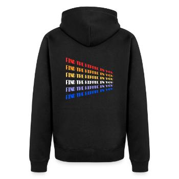 FIND THE HIPPIE IN YOU - Unisex Premium Organic Zip Hoodie - black - Back - Nico (187cm)