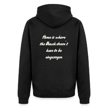 Heimat Spruch - Unisex Premium Bio Zip Hoodie - Schwarz - Hinten - Nico (187cm)