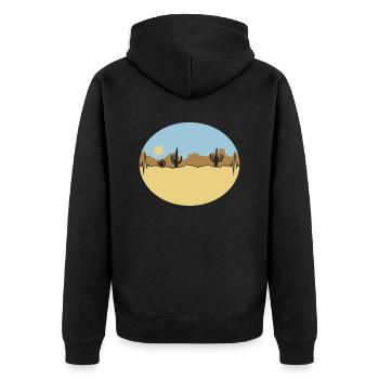 Fréquence Paysage désertique Silhouette - Veste à capuche bio Premium Unisexe - noir - Dos - Nico (187cm)