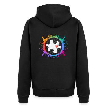 Autismus Kampf Aufklärung Autist Autisten Puzzle - Unisex Premium Bio Zip Hoodie - Schwarz - Hinten - Nico (187cm)