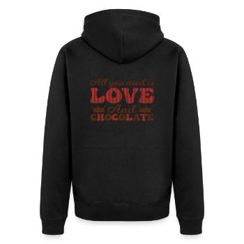 Tout ce dont vous avez besoin, c’est d’amour et de chocolat - Veste à capuche bio Premium Unisexe - noir - Dos - Nico (187cm)