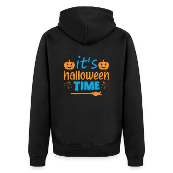 Es ist Halloween-Zeit - Humor - Unisex Premium Bio Zip Hoodie - Schwarz - Hinten - Nico (187cm)