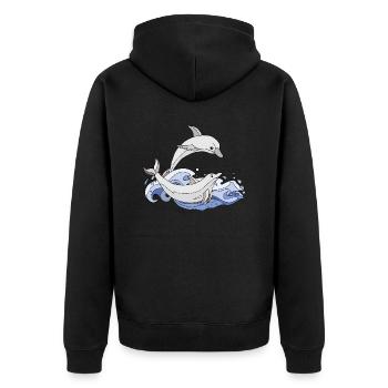 Delphine - Unisex Premium Bio Zip Hoodie - Schwarz - Hinten - Nico (187cm)