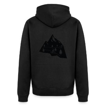 Mountainbiker Radsport - Unisex Premium Bio Zip Hoodie - Schwarz - Hinten - Nico (187cm)