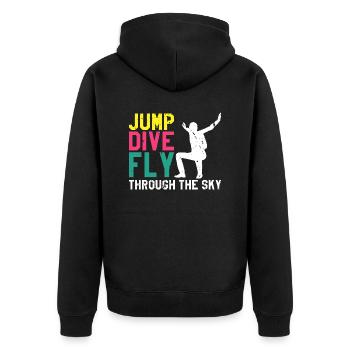 Jump Dive FLY Through The Sky Cool Retro Skydiving - Unisex Premium Organic Zip Hoodie - black - Back - Nico (187cm)