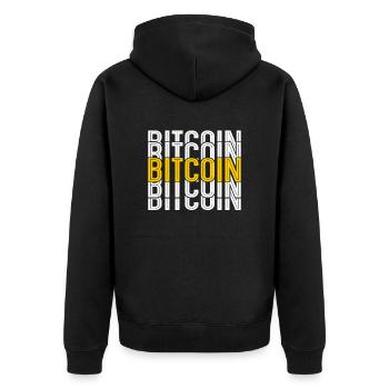 Bitcoin Bitcoin! - Unisex Premium Bio Zip Hoodie - Schwarz - Hinten - Nico (187cm)