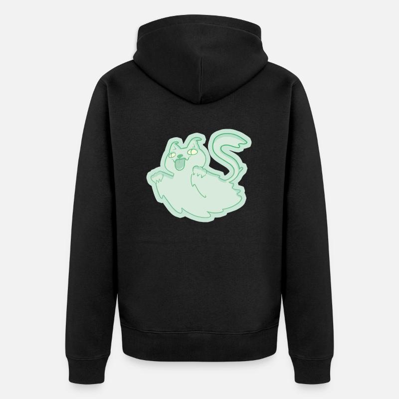 Ghost Kitty - Unisex Premium Bio Zip Hoodie - Schwarz