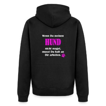 Hund Tierliebe Haustier Geschenk Frenchie shirt - Unisex Premium Bio Zip Hoodie - Schwarz - Hinten - Nico (187cm)