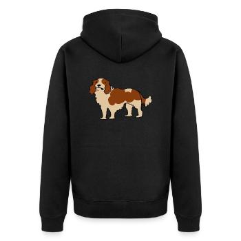 Cavalier King Charles Spaniel - Unisex Premium Bio Zip Hoodie - Schwarz - Hinten - Nico (187cm)
